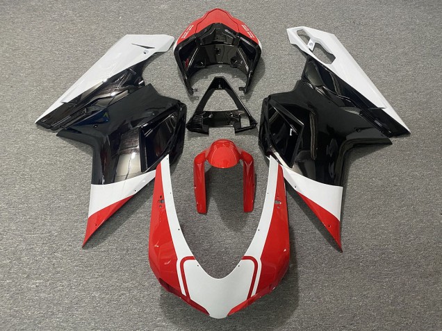 Rot Glänzend Weiß & Schwarz 2007-2014 Ducati 848 1098 1198 Motorrad Verkleidung Rot Glänzend Weiß & Schwarz 2007-2014 Ducati 848 1098 1198 Motorrad Verkleidung