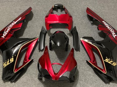 Rot Glänzend & Schwarz 2009-2012 Triumph Daytona 675 Motorrad Verkleidung