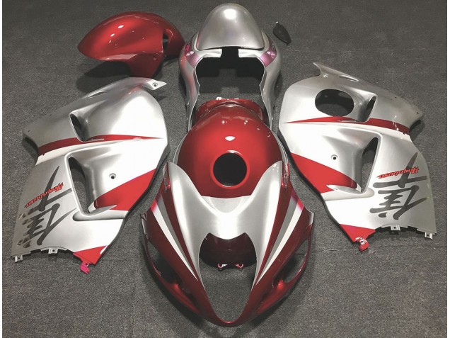 Rot Glänzend & Silber 1997-2007 Suzuki GSXR 1300 Motorrad Verkleidung Rot Glänzend & Silber 1997-2007 Suzuki GSXR 1300 Motorrad Verkleidung