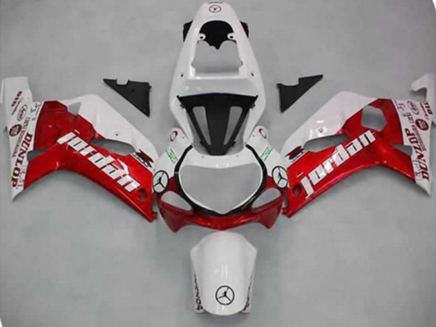 Rot Jordan 2001-2003 Suzuki GSXR 600-750 Motorrad Verkleidung Rot Jordan 2001-2003 Suzuki GSXR 600-750 Motorrad Verkleidung