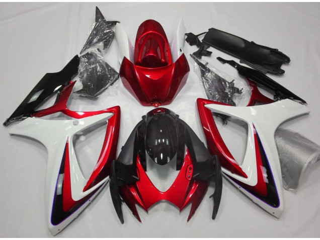 Rot & Weiß Ohne Abzeichen 2006-2007 Suzuki GSXR 600-750 Motorrad Verkleidung Rot & Weiß Ohne Abzeichen 2006-2007 Suzuki GSXR 600-750 Motorrad Verkleidung