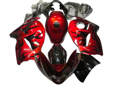 Rot & Schwarz Flamme 1997-2007 Suzuki GSXR 1300 Motorrad Verkleidung