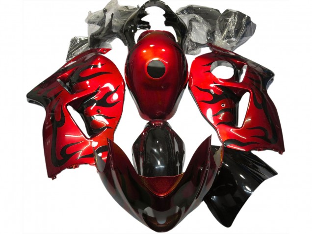 Rot & Schwarz Flamme 1997-2007 Suzuki GSXR 1300 Motorrad Verkleidung Rot & Schwarz Flamme 1997-2007 Suzuki GSXR 1300 Motorrad Verkleidung