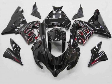 Rot Schwarz Flamme 2004-2005 Kawasaki ZX10R Motorrad Verkleidung