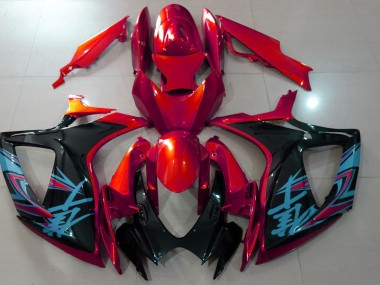 Rot & Schwarz Glänzend 2006-2007 Suzuki GSXR 600-750 Motorrad Verkleidung
