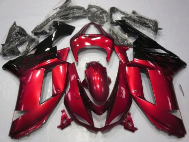 Rot & Schwarz Glänzend 2007-2008 Kawasaki ZX6R Motorrad Verkleidung