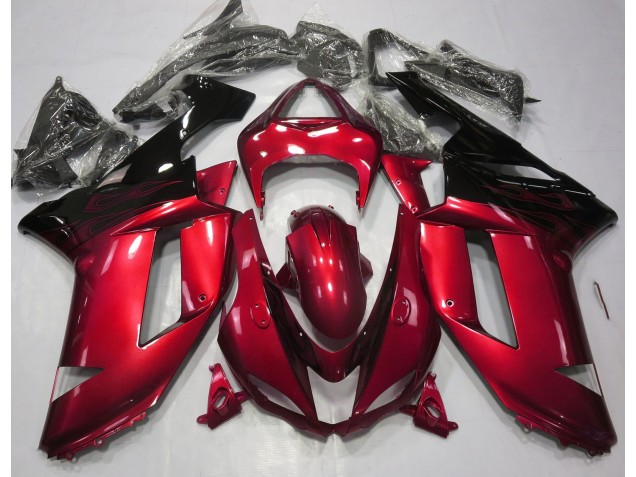 Rot & Schwarz Glänzend 2007-2008 Kawasaki ZX6R Motorrad Verkleidung Rot & Schwarz Glänzend 2007-2008 Kawasaki ZX6R Motorrad Verkleidung