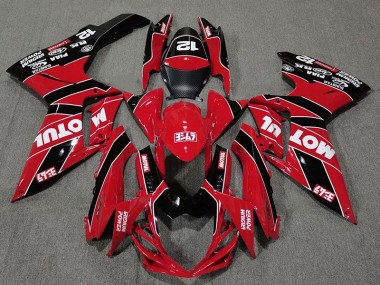 Rot & Schwarz Glänzend Motul 2011-2024 Suzuki GSXR 600-750 Motorrad Verkleidung