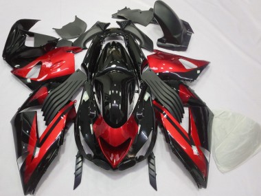 Rot & Schwarz Glänzend Schlicht 2006-2011 Kawasaki ZX14R Motorrad Verkleidung