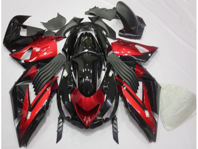 Rot & Schwarz Glänzend Schlicht 2006-2011 Kawasaki ZX14R Motorrad Verkleidung Rot & Schwarz Glänzend Schlicht 2006-2011 Kawasaki ZX14R Motorrad Verkleidung