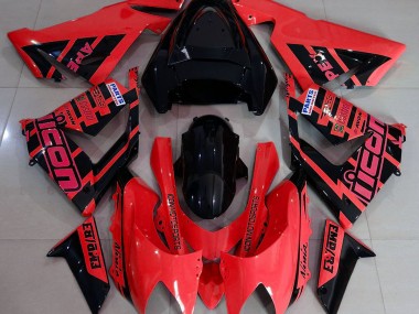 Rot & Schwarz & Logos 2004-2005 Kawasaki ZX10R Motorrad Verkleidung