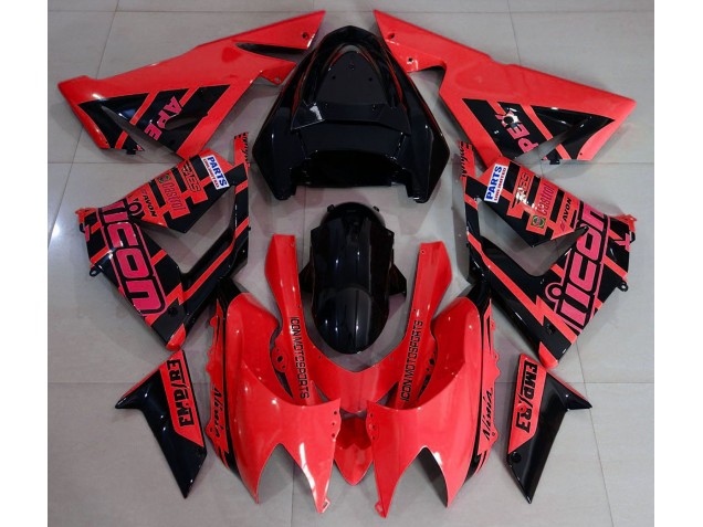 Rot & Schwarz & Logos 2004-2005 Kawasaki ZX10R Motorrad Verkleidung Rot & Schwarz & Logos 2004-2005 Kawasaki ZX10R Motorrad Verkleidung