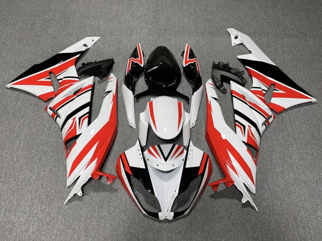 Rot-Weiß-Schwarz-Zack 2009-2012 Kawasaki ZX6R Motorrad Verkleidung Rot-Weiß-Schwarz-Zack 2009-2012 Kawasaki ZX6R Motorrad Verkleidung