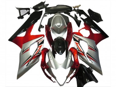 Rot & Silber 2005-2006 Suzuki GSXR 1000 Motorrad Verkleidung