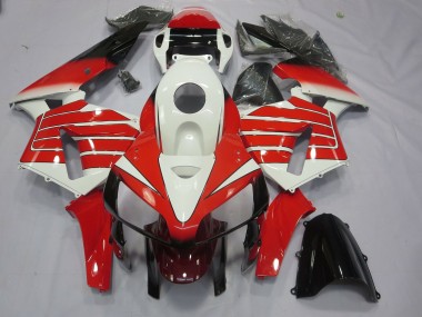 Rot & Weißer Breiter Streifen 2005-2006 Honda CBR600RR Motorrad Verkleidung