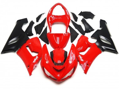 Schlichte Glanz Rot Weiße Aufkleber 2005-2006 Kawasaki ZX6R Motorrad Verkleidung