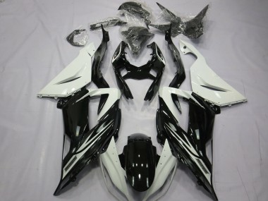 Schlichte Glänzend Schwarz Weiß 2013-2018 Kawasaki ZX6R Motorrad Verkleidung