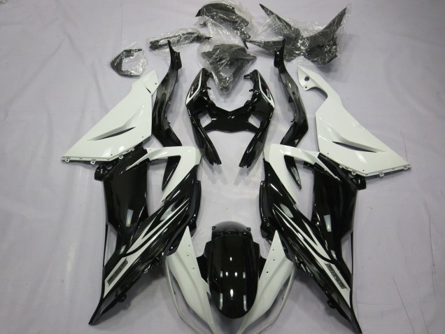 Schlichte Glänzend Schwarz Weiß 2013-2018 Kawasaki ZX6R Motorrad Verkleidung Schlichte Glänzend Schwarz Weiß 2013-2018 Kawasaki ZX6R Motorrad Verkleidung