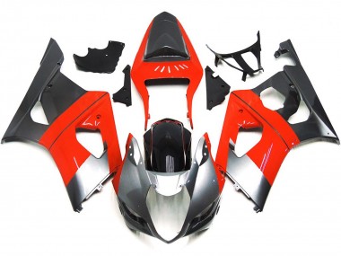 Schlichte Rot & Silbernes Design 2003-2004 Suzuki GSXR 1000 Motorrad Verkleidung