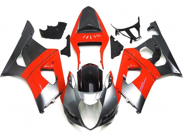 Schlichte Rot & Silbernes Design 2003-2004 Suzuki GSXR 1000 Motorrad Verkleidung