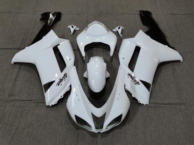 Schlichte Weißes Glanzdesign 2007-2008 Kawasaki ZX6R Motorrad Verkleidung