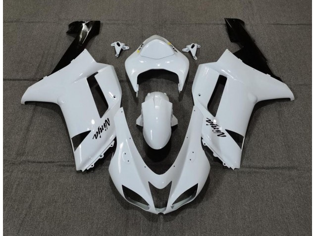 Schlichte Weißes Glanzdesign 2007-2008 Kawasaki ZX6R Motorrad Verkleidung Schlichte Weißes Glanzdesign 2007-2008 Kawasaki ZX6R Motorrad Verkleidung