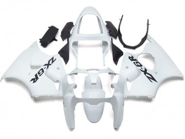 Schlichter Glanz-Weiß Mit Logo 2000-2002 Kawasaki ZX6R Motorrad Verkleidung