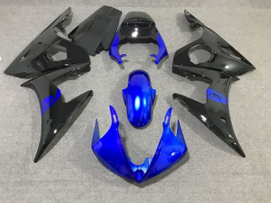 Schwarz & Blau Glänzend 2003-2004 Yamaha R6 Motorrad Verkleidung