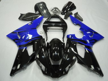 Schwarz Flamme & Blau 2000-2001 Yamaha R1 Motorrad Verkleidung