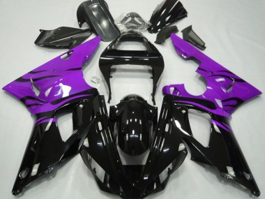Schwarz Flamme & Lila 2000-2001 Yamaha R1 Motorrad Verkleidung