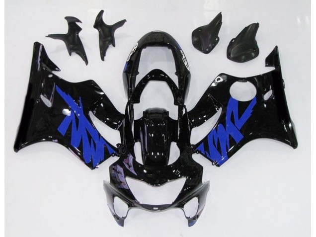 Schwarz Glänzend & Blau 1999-2000 Honda CBR600 F4 Motorrad Verkleidung Schwarz Glänzend & Blau 1999-2000 Honda CBR600 F4 Motorrad Verkleidung