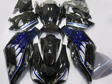 Schwarz Glänzend & Blau 2012-2021 Kawasaki ZX14R Motorrad Verkleidung