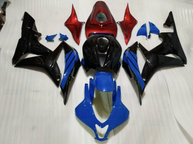 Schwarz Glänzend & Blaue & Rot Akzente 2007-2008 Honda CBR600RR Motorrad Verkleidung