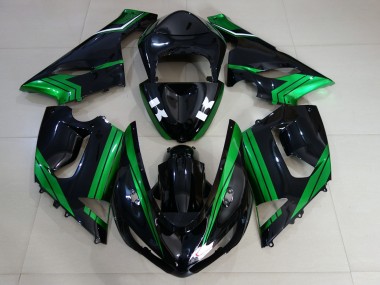 Schwarz Glänzend & Elektrogrün 2005-2006 Kawasaki ZX6R Motorrad Verkleidung