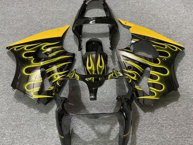 Schwarz Glänzend & Gelb Flame 2000-2002 Kawasaki ZX6R Motorrad Verkleidung