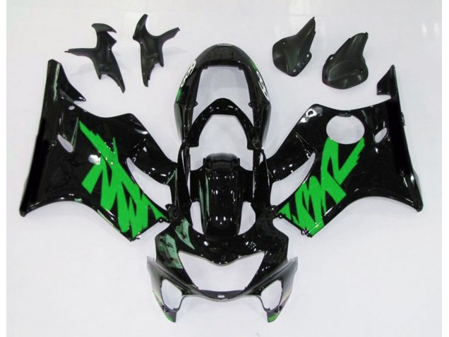 Schwarz Glänzend & Grün 1999-2000 Honda CBR600 F4 Motorrad Verkleidung Schwarz Glänzend & Grün 1999-2000 Honda CBR600 F4 Motorrad Verkleidung