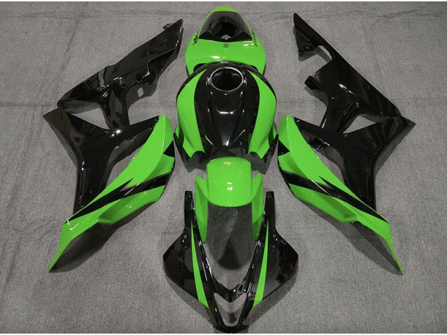 Schwarz Glänzend & Grün 2007-2008 Honda CBR600RR Motorrad Verkleidung Schwarz Glänzend & Grün 2007-2008 Honda CBR600RR Motorrad Verkleidung