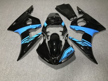 Schwarz Glänzend & Hellblau 2003-2004 Yamaha R6 Motorrad Verkleidung