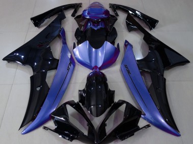 Schwarz Glänzend & Hellblau 2008-2016 Yamaha R6 Motorrad Verkleidung