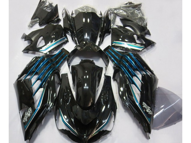 Schwarz Glänzend & Hellblau 2012-2021 Kawasaki ZX14R Motorrad Verkleidung Schwarz Glänzend & Hellblau 2012-2021 Kawasaki ZX14R Motorrad Verkleidung