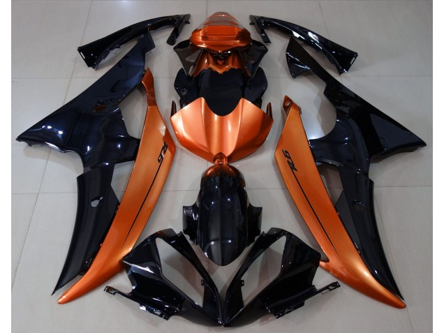 Schwarz Glänzend & Hellorange 2008-2016 Yamaha R6 Motorrad Verkleidung Schwarz Glänzend & Hellorange 2008-2016 Yamaha R6 Motorrad Verkleidung