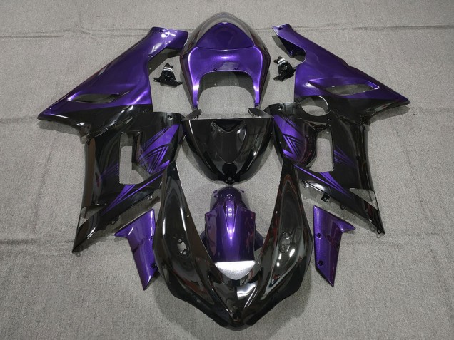Schwarz Glänzend & Lila 2005-2006 Kawasaki ZX6R Motorrad Verkleidung Schwarz Glänzend & Lila 2005-2006 Kawasaki ZX6R Motorrad Verkleidung
