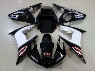 Schwarz Glänzend & Logos 2006-2007 Yamaha R6 Motorrad Verkleidung