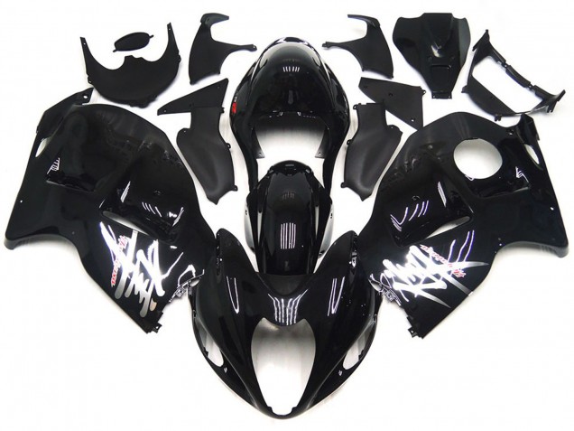 Schwarz Glänzend Mit Silbernen Aufklebern 1997-2007 Suzuki GSXR 1300 Motorrad Verkleidung Schwarz Glänzend Mit Silbernen Aufklebern 1997-2007 Suzuki GSXR 1300 Motorrad Verkleidung