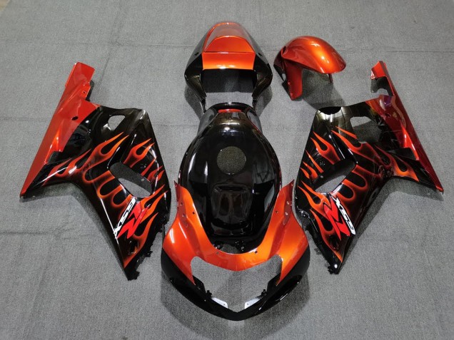 Schwarz Glänzend & Orange 2001-2003 Suzuki GSXR 600-750 Motorrad Verkleidung Schwarz Glänzend & Orange 2001-2003 Suzuki GSXR 600-750 Motorrad Verkleidung