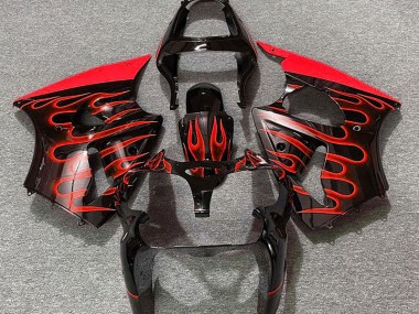 Schwarz Glänzend & Rot Flame 2000-2002 Kawasaki ZX6R Motorrad Verkleidung
