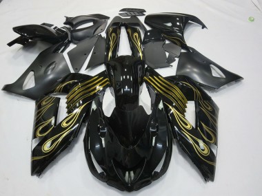 Schwarz Gold & Weiß 2006-2011 Kawasaki ZX14R Motorrad Verkleidung
