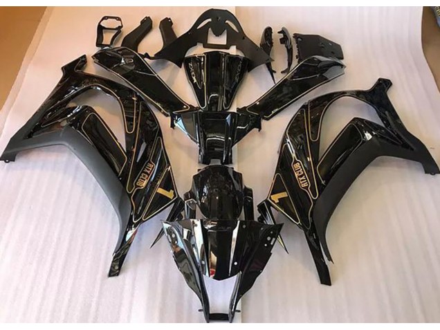 Schwarz & Gold 2016-2019 Kawasaki ZX10R Motorrad Verkleidung Schwarz & Gold 2016-2019 Kawasaki ZX10R Motorrad Verkleidung