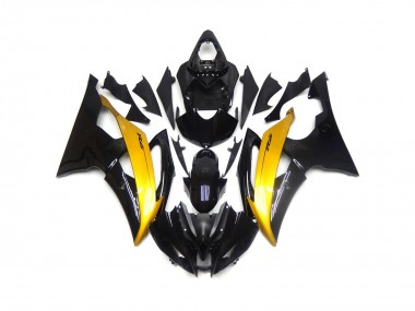 Schwarz & Gold Glänzend 2008-2016 Yamaha R6 Motorrad Verkleidung