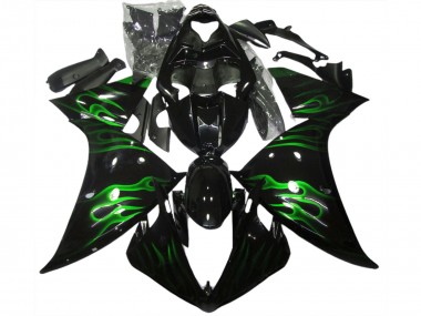 Schwarz & Grün Flamme 2009-2011 Yamaha R1 Motorrad Verkleidung